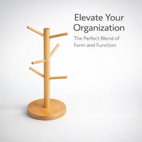 Cup Stand Cup Holder, Coffee Bar Cup Holder, Coffee Cup Stand Cup, Bamboo Mug Tree Thicker, Mug Tree Thicker Base, Kitchen Countertop Storage Mug Tree