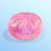 Squishy Toy with Glitter Slow-Rising Bun Squishy Stress Ball Translucent Jelly-Like for Fidgeters, Desk, Office