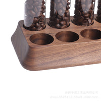 Walnut Wood Coffee Bean Storage Jar with Glass Body and Wooden Lid