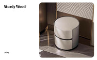 Round 2-Drawer End Table Modern Design Nightstand Space-Saving for Homeowners