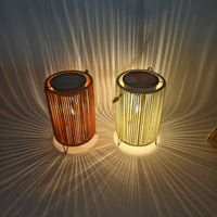 Waterproof Solar Rattan Garden Lamp Vintage Design Solar Wicker Floor Lamp Weather Resistant Rattan Lantern Light LED Lighting for Camping