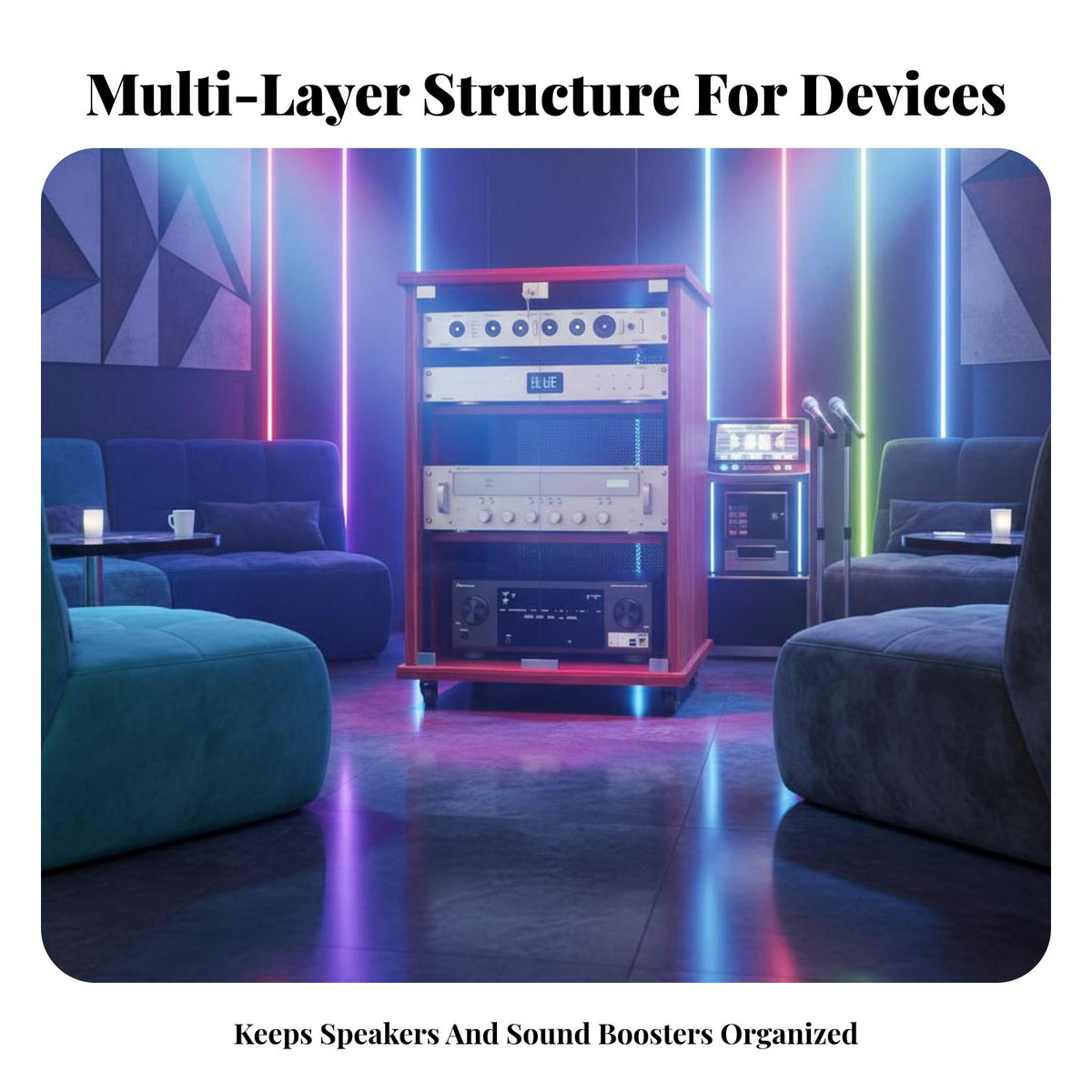 Amplifier Rack Cabinet Heat Dissipation Engineered Home Theater Stereo Cabinet High Load-Bearing Capacity AV Component Rack for Professionals
