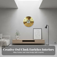 Modern Design Owl Wall Clock Large Numerals Cartoon Creature Clock Ra Clock Face Brushed Finish for Families, Homeowners, Living Room