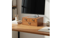 Hardwood Wood Desktop Organizer Space-Saving 3-Drawer Storage Box 3-Drawer Wooden Organizer Retro Design Vintage Desktop Storage