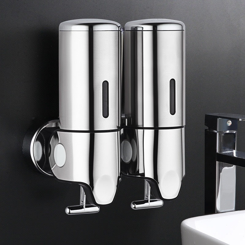 Stainless Steel Wall-Mounted Manual Soap Dispenser for Bathroom, Hotel, Shower Gel