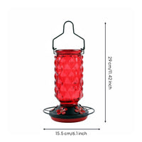 Bird Feeder Flower Shaped Feeding Ports Glass Bird Feeder Crawler Moat Included Garden Decor for Patio, Backyard