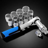 17 Pieces Pass Through Socket Set Reversible Go-Through Socket Set Quick Release for Car Repair Workers, Garage