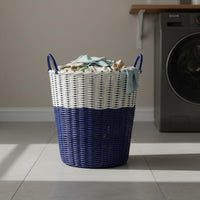 Woven Laundry Basket Tapered Wicker-Appearance Hamper Airy Weave for Bedroom