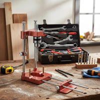 Double-RodRod Woodworking Drill Guide with Scale Drilling Positioner Coil-Driven-Loaded Electric Drill Guide Adjustable for Woodworkers, DIY Users