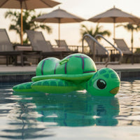 Heavy-Duty Handles Green Turtle Pool Lounger Sturdy PVC Material Inflatable Turtle Inflatable Lounger Large Size for Adults