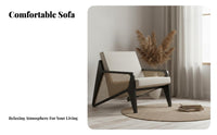 Woven Rear Armchair Wabi-Sabi Aesthetic Lounging Armchair Japanese Inspired Design Robust Wood Frame for Bedroom, Balcony