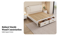 sturdy Wood Construction Storage foundation Bed continental design Design Storage Bed Frame Space-Saving Bedroom Furniture With Headboard for Small Apartment Dwellers, pairs, Homeowners, Guest Room, Home