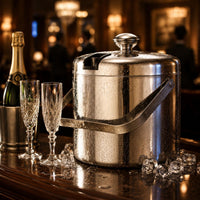 Stainless Steel Ice Bucket Condensation Resistant Two-Layer Ice Bucket Portable Barware for Chilled Drinks