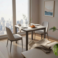 Square Table with Chairs Space Saving Square Pedestal Dining Set Easy to Clean Comfortable Seating for Families, Hosts, Kitchen