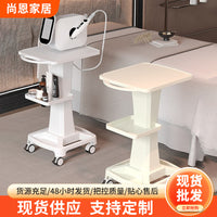 Beauty Instrument Stand Base, Salon Clinic Desktop Trolley with Wheels, Movable Double-Layer Shelf