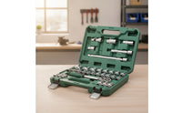 Ratchet and Socket Set 32-Piece Socket Set with Case Automotive Mechanics Tool Kit with Hard Shell Case for Car Owners, Home Mechanics, Garage