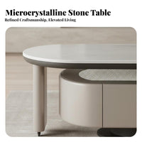 Coffee Table with Storage Natural Simplicity Artistic Look Rotating Table with Storage Minimalist & Theme Irregular Pebble Shape