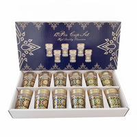 12 Pieces Tea Cup Set Clear Cups with Gold Rim Transparent for Restaurants
