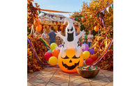 Spooky Inflatable Ghost with Pumpkin Cute Halloween Inflatable Ghost Funny Yard Decoration Indoor for Lawn