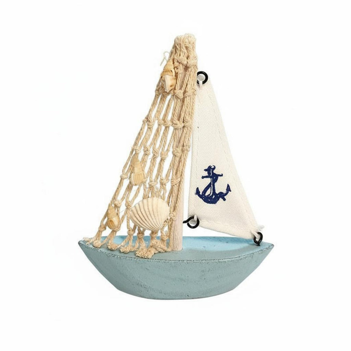 Wooden Sailboat Model Standing Coastal Design Boat Decor Pre-Assembled Miniature Sailboat Figurine for Bookshelf