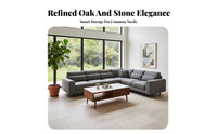 Sintered Stone Tabletop Coffee Table with Drawers and Shelf Modern Minimalist Design Rectangular Coffee Table with Drawers Long-Lasting Sturdy Household Furniture Heat Resistant for Apartment Dwellers, Families, Adults, Living Room, Home, Lounge Area