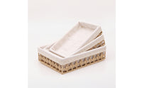 3 Pieces Woven Basket with Lining Shallow Storage Basket with Liner Elegant Wicker Tray for Drawer