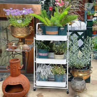 Triple-Decker Rolling floral Rack sturdy Construction Plant Stand Minimalist & appearance