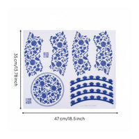 blove and White Porcelain Decal Clear Pattern Underglaze Decal Sheet Easy to Cut Underglaze Transfer Paper for Oven Firing