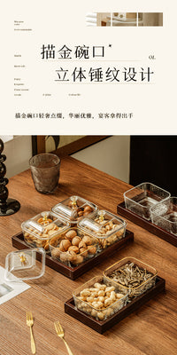 Glass Fruit Tray with Compartments for Living Room Coffee Table