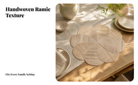 Round Flower Placemat Ramie Fiber Flower Placemat Natural Beige