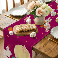 Easter Table Runner Printed Pattern Bunny and Egg Table Runner Easy to Clean Bunny Egg Print Tablecloth for Families, Spring Gatherings, Kitchen