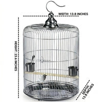 Round Cockatiel Cage and Budgie Cage, Stainless Steel Medium Bird Cage for Lovebird Cage, Metal Round Shape for Finch Canary Conures Parakeets