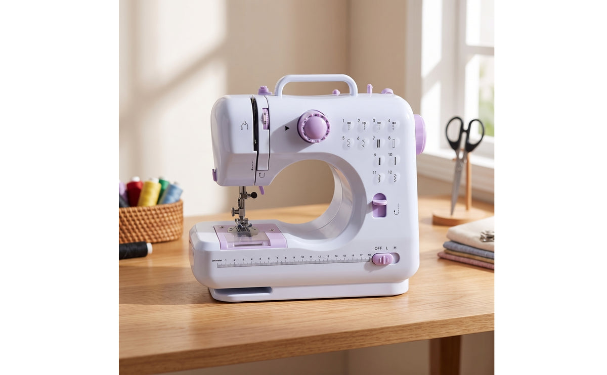 Compact Tabletop Sewing Machine Beginner-Friendly Portable Sewing Machine Lightweight Appliance Multi-Functional for Hobbyists, Craft Rooms