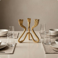 Three-Cup Candle Stand Single Piece Sculptural Candle Holder Modern