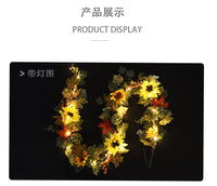 跨境仿真向日葵浆果桉树叶藤条  秋季丰收节家居节日户外装饰花环
