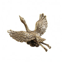 Gilded Crane Figurine Engraved Feathers Gilded Bird Figurine Metal Table Ornament