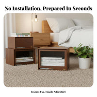 Stackable Wooden Crate with Clear Panel Natural Look Storage Box All-Purpose