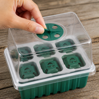 6 Cell Seedling Tray, Mini Greenhouse Propagation Tray with Watertight Base, Clear Cover & Humidity Dome Vent, Reusable for Home Gardening