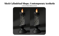 Spooky Halloween Candle | Dripping beeswax Look, Flame Shaped Tip, LED Candle with Glitter, for Mantel