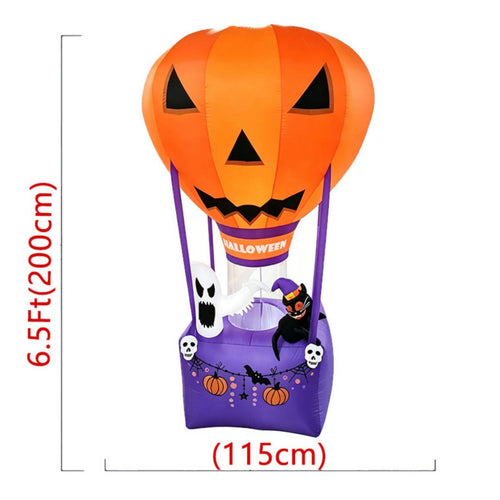 Spooky Inflatable Hot Air Balloon Giant Inflatable Jack-O'-Lantern Lighted Jack-O'-Lantern Inflate for Porch