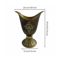 Bronze Finish Flower Pitcher American Retro Embossed Pedestal Vase for Entryway