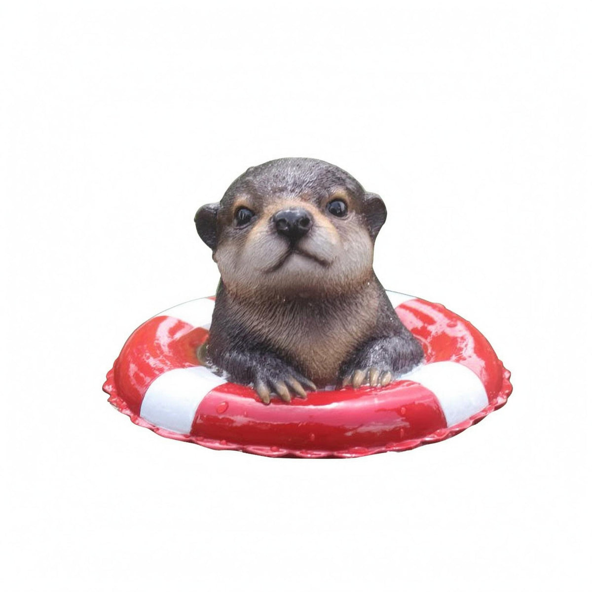 Otter Figurine Painted Finish Otter Ornament Buoy Hoop for Aquarium, Garden