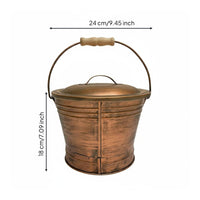 Vintage Copper Ash Can Sturdy Iron Construction for Fireside, Hearth