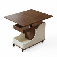 C-Shaped Rolling Desk Space-Saving End Table Height Adjustable for Living Room