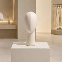 Head Mannequin with Leather Cover Short Mannequin Head with Stitched Seam for Boutiques, Stylists, Hairpiece Styling, Salon Counters
