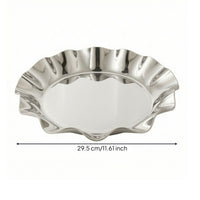Reflective Stainless Steel Serving Tray Decorative Wavy Serving Dish Rust-Resistant Platter Elegant for Parties
