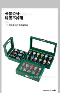 新品墨绿色皮革手表盒简约绒布手表收纳盒高档腕表展示礼品包装盒
