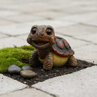 Cute Big-Expressive-Eyed Turtle Statue Whimsical Mini Turtle Garden Statue