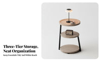 Curved Designd Nightstand Space-Saving Side Table Rounded Corners for Small areas