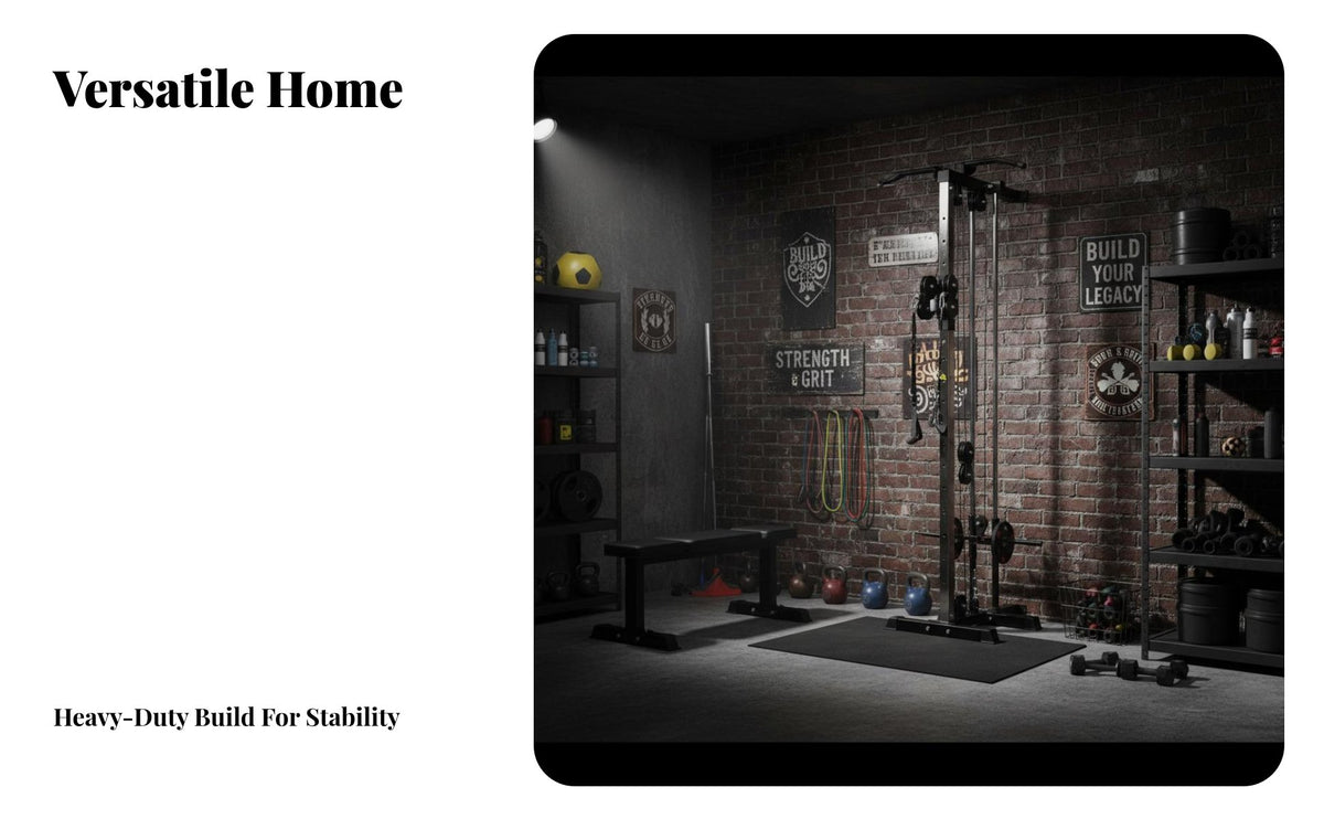 Multi-Functional Wall Mounted Pulley System Heavy Duty Steel Frame Wall Mounted Cable Station Space-Saving Home Gym LAT Pulldown Station Sturdy & Long-Lasting Structure for Fitness Enthusiasts, Bodybuilders, Athletes